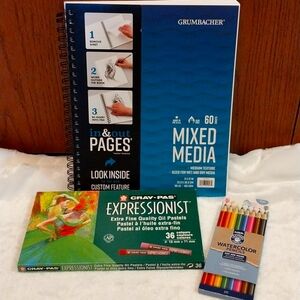 MIXED MEDIA ART PAD EXTRA FINE QUALITY PASTELS AND WATERCOLOR PENCIL 🎨 ART kit